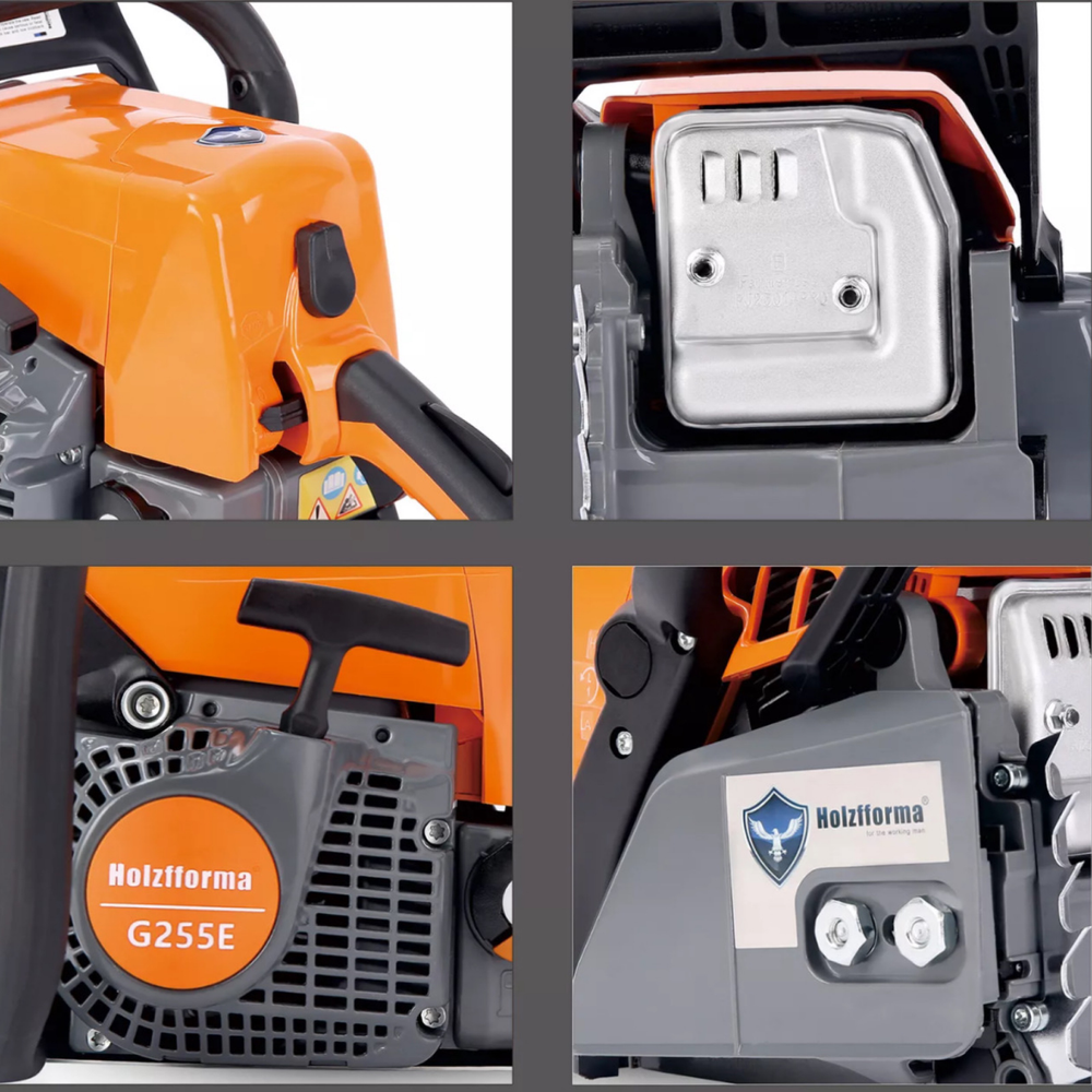 Бензопила G255E (с облегченным стартом) шина 40 см Holzfforma (45.4 см³, 3.1 л.с.(2.2 кВт), 16″(40 см), 0.325″, 1.6 мм., 62 звена)