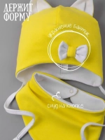 Шапка для девочки с ушками осенняя и снуд