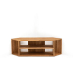 Тумба под телевизор угловая Эдгар 114х39.5х35 см деревянная с полками дизайнерская / Тумба под тв из массива дуба, натуральный дуб