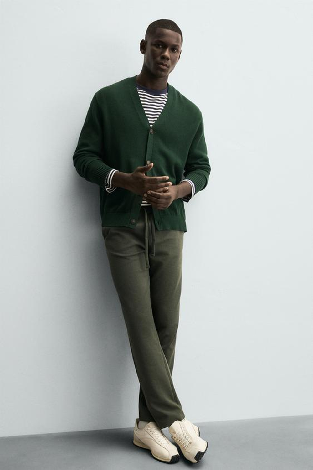 ZARA БРЮКИ-ДЖОГГЕРЫ КОМФОРТНОЙ ПОСАДКИ, ТЕМНО-ЗЕЛЕНЫЙ