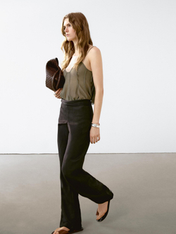 Massimo Dutti Брюки прямого кроя с поясом, черный