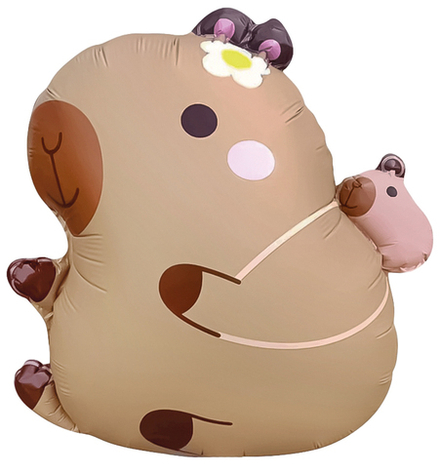 Шар (22''/56 см) Фигура, Капибара с ромашкой, 1 шт.