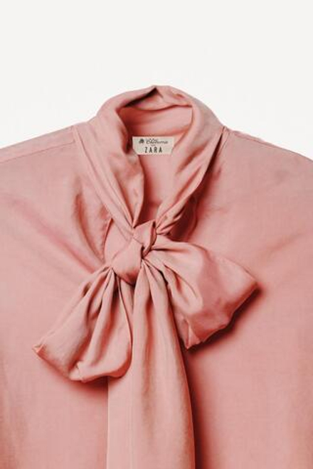 ZARA X WILLY CHAVARRIA БЛУЗА С БАНТОМ, РОЗОВЫЙ