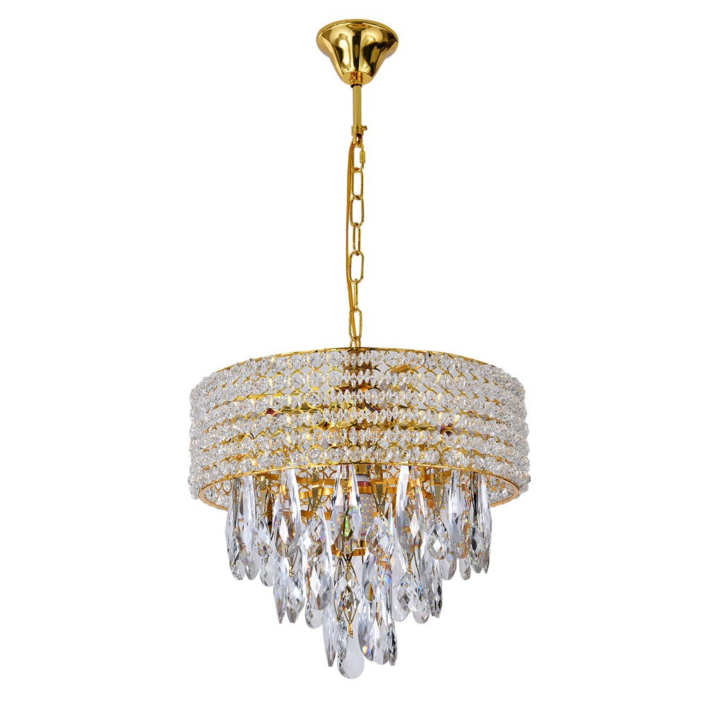 Люстра подвесная 5x40Вт Е14, металл/хрусталь, золото/прозрачный