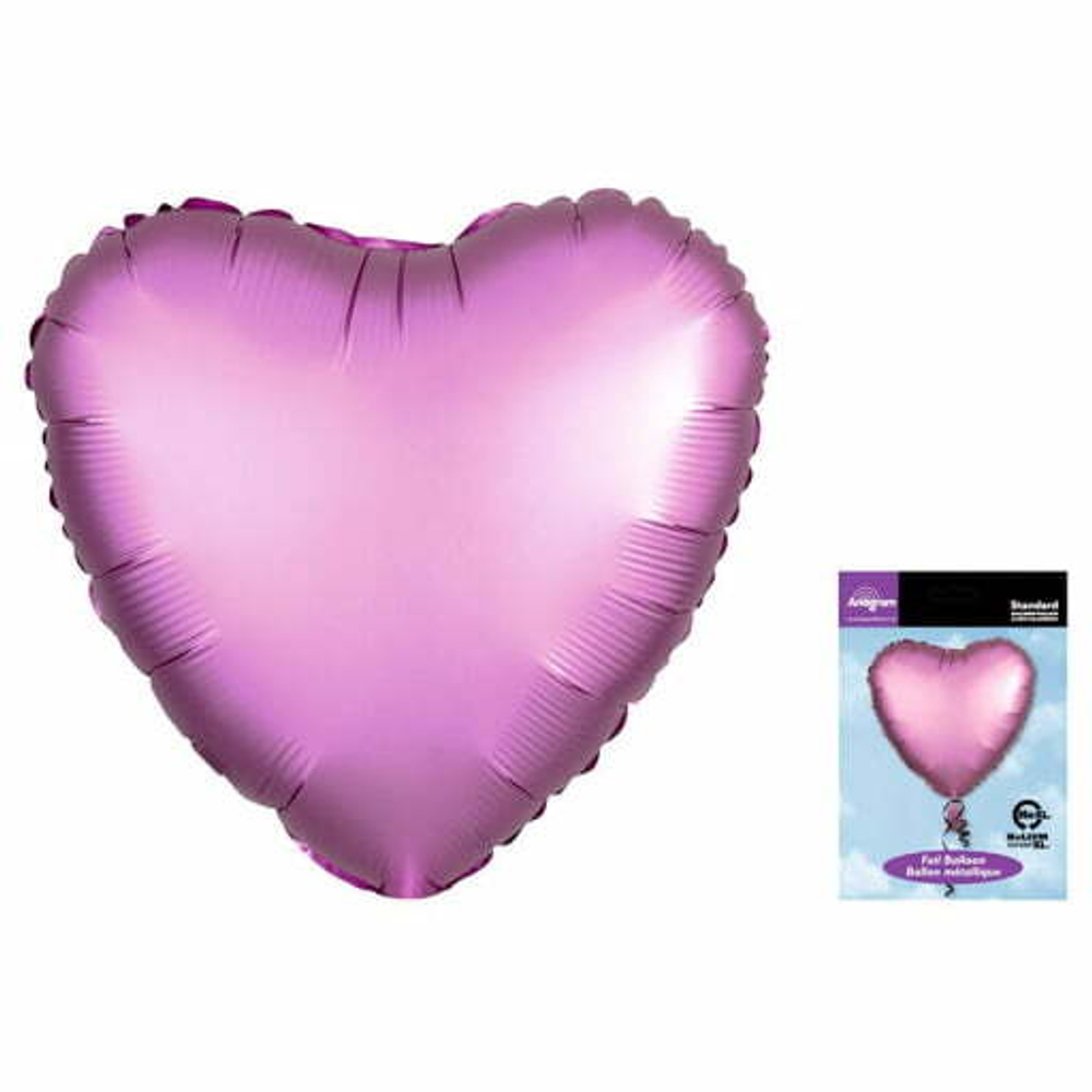 А 18 Сердце Розовый Сатин Люкс в упаковке / Satin Luxe Flamingo Heart S15 / 1 шт л17