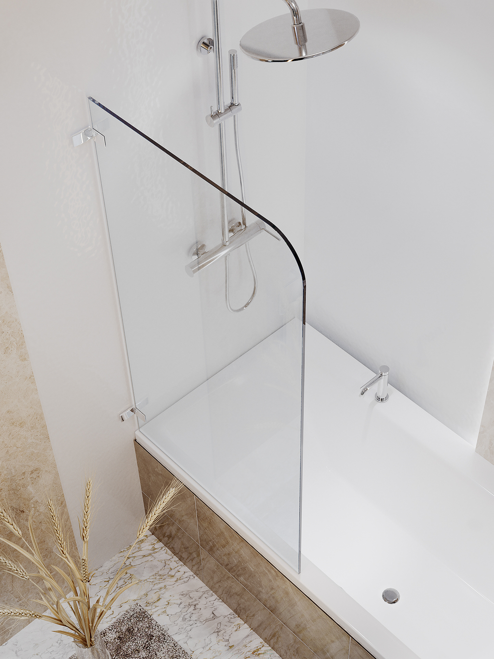 Ограждение на ванну WeltWasser  WW100 Арт. 100D1-80  10000001224 прямоугольная-ассиметричная