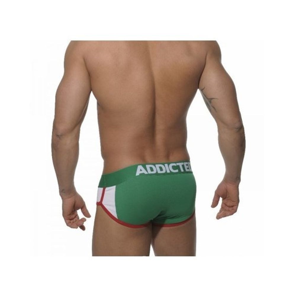 Мужские трусы брифы зеленые с белой вставкой по бокам Seobean Addicted Italy