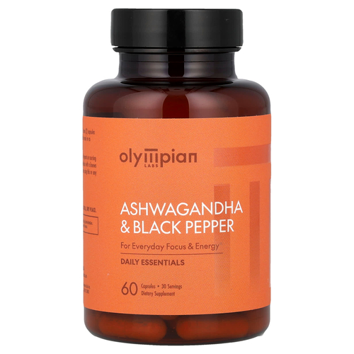 Olympian Labs, ашваганда и черный перец, 60 капсул