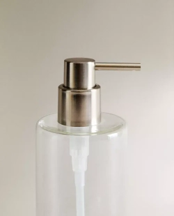 ZARA HOME ДОЗАТОР ДЛЯ МЫЛА ИЗ ТЕРМОСТОЙКОГО СТЕКЛА С НАДПИСЬЮ, ПРОЗРАЧНЫЙ