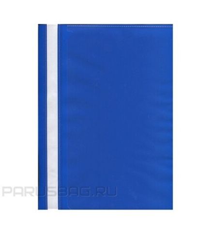 Скоросшиватель с прозрачным верхом А4, пластик 180мкм, карман-дисплей А4, Бюрократ, синий