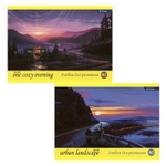 Альбом для рисования А4 40л. Alingar ,на скрепке ,мелованный картон(стандарт), 210г/м2, офсет 100 г/м2, "Завораживающий закат", 2 дизайна в пленке т/у