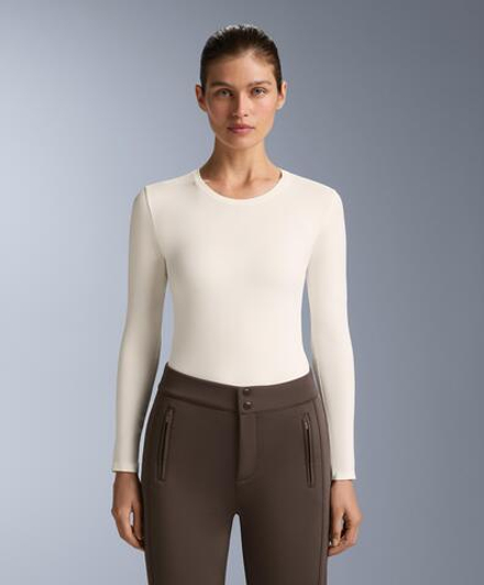 Oysho Бесшовная термофутболка базового слоя с длинными рукавами, экрю