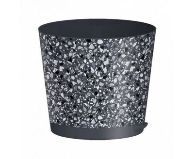 Горшок для цветов пластиковый 0,5л d-10см "Stone Flower" с прикорневым поливом с декором серый