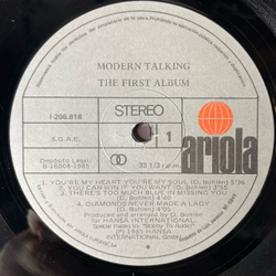 Винтажная виниловая пластинка LP Modern Talking The 1st Album (Испания 1985) You're My Heart, You're My Soul