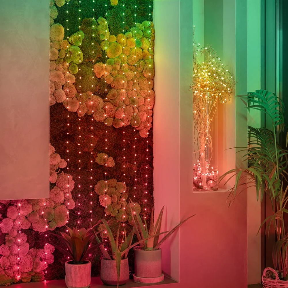 Гирлянда Twinkly Candies Hearts 100 диодов, в форме сердца, RGB, расстояние между лампами 6 см, прозрачный провод, BT+WiFi, IP20, питание от USB-C