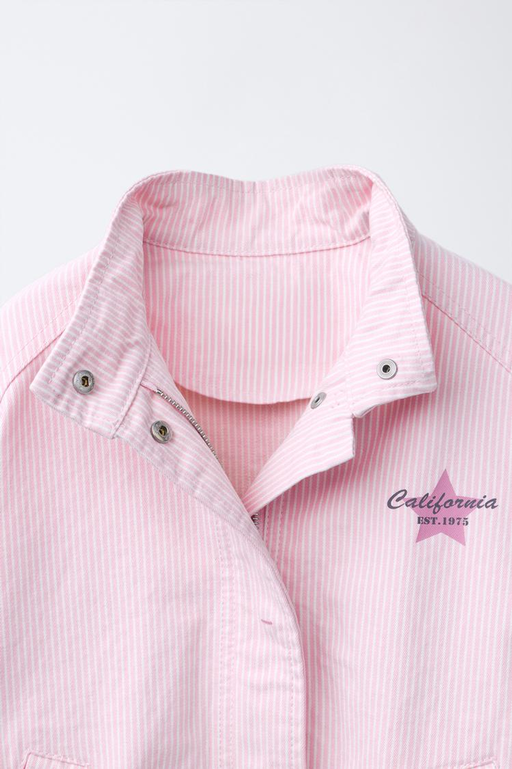 ZARA САРЖЕВАЯ КУРТКА В ПОЛОСКУ, РОЗОВЫЙ/БЕЛЫЙ