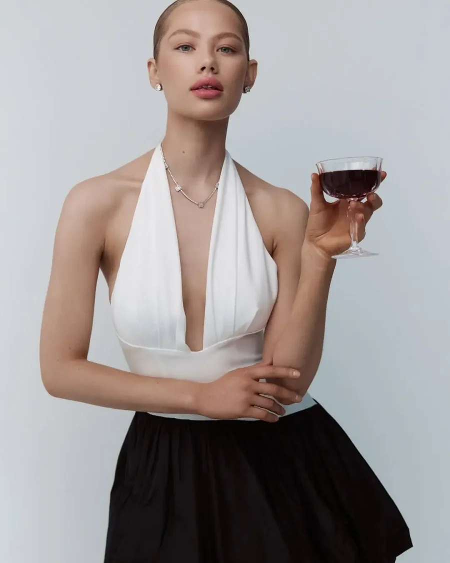 Платье-баллон с открытой спиной, Черно-белый