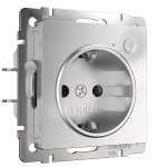 Умная встраиваемая розетка с заземлением с защитными шторками (серебро) W1171606