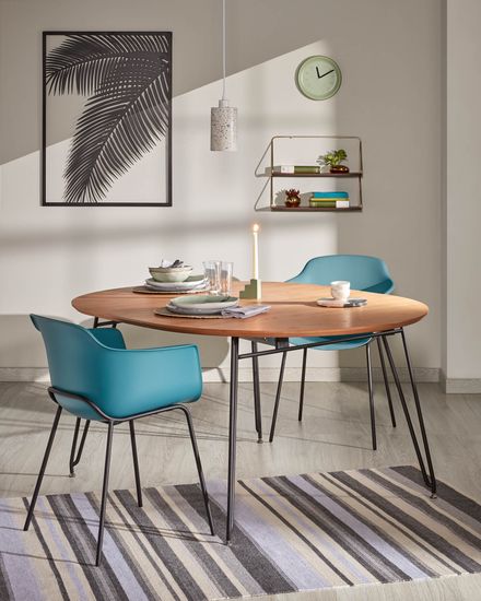 Стол Novaks 120 (200) х120 черный, шпон дерева Испания 