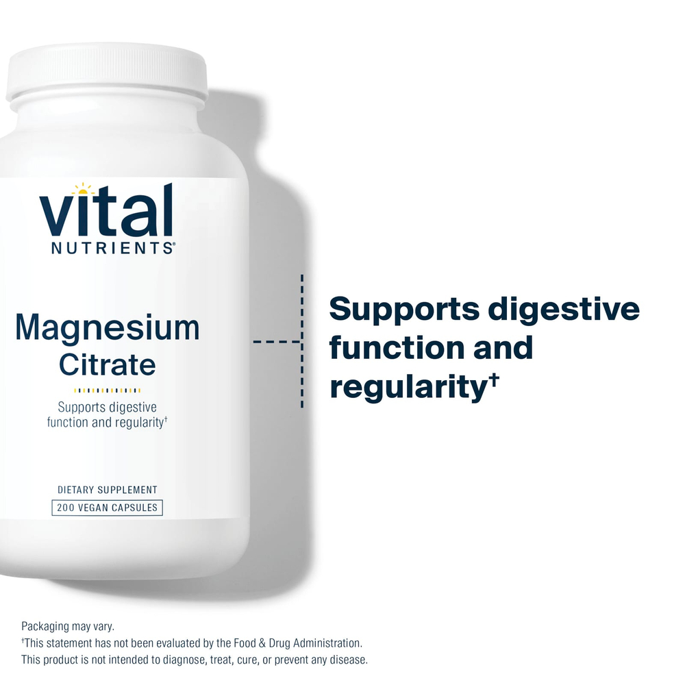 Vital Nutrients, цитрат магния, 200 веганских капсул (150 мг в 1 капсуле)