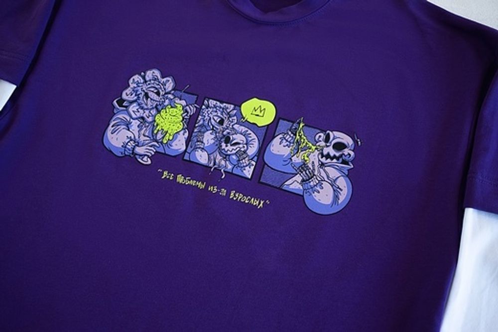 Лонгслив Все проблемы из-за взрослых Фиолетовый