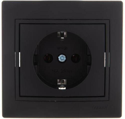 Розетка 1-м СП Vesna с заземл. керамика черн. бархат LEZARD