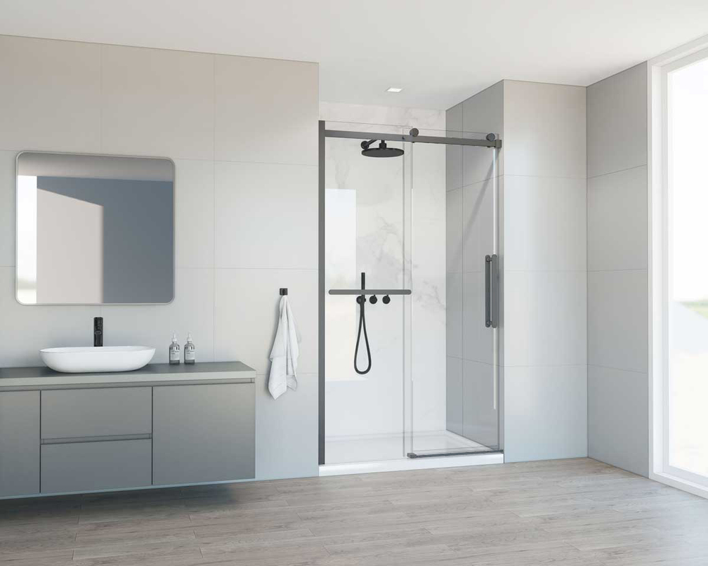 Душевая дверь Como Soft VDS-1CS110CLGM, 1100, вороненая сталь, стекло прозрачное