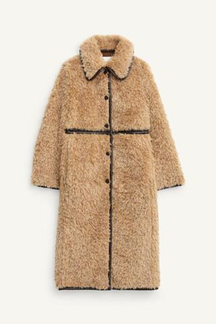 ZARA ДЛИННОЕ ПАЛЬТО ИЗ ИСКУССТВЕННОГО МЕХА, СВЕТЛО-КОРИЧНЕВЫЙ