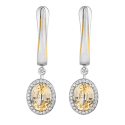 Серьги с Желтыми Сапфирами и Бриллиантами, Эмаль, E0143-02/1