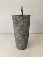 Раковина напольная из андезита Pedestal Black Marmo MN-65921 40х40х90 из натурального камня