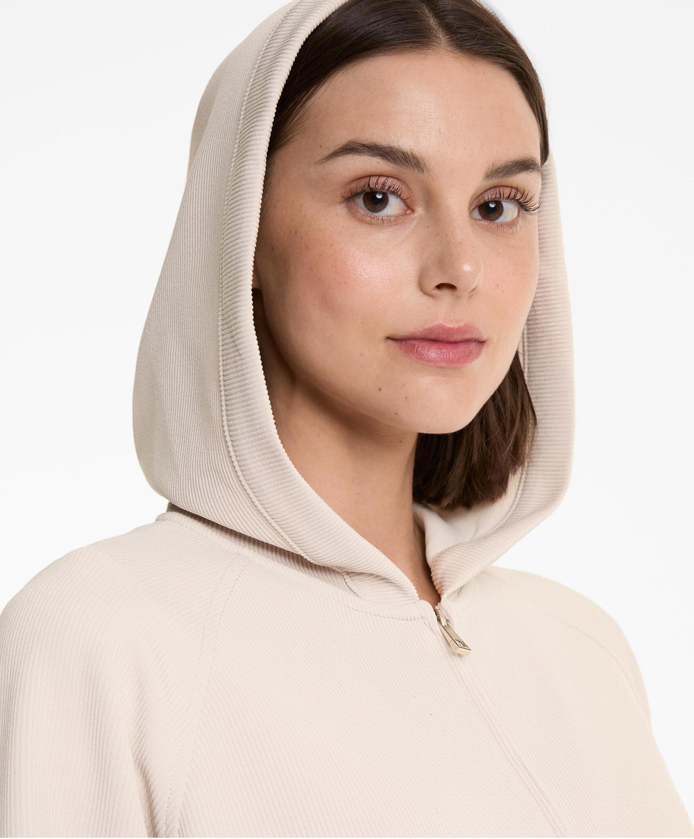 Oysho Толстовка с капюшоном в рубчик, бежевый