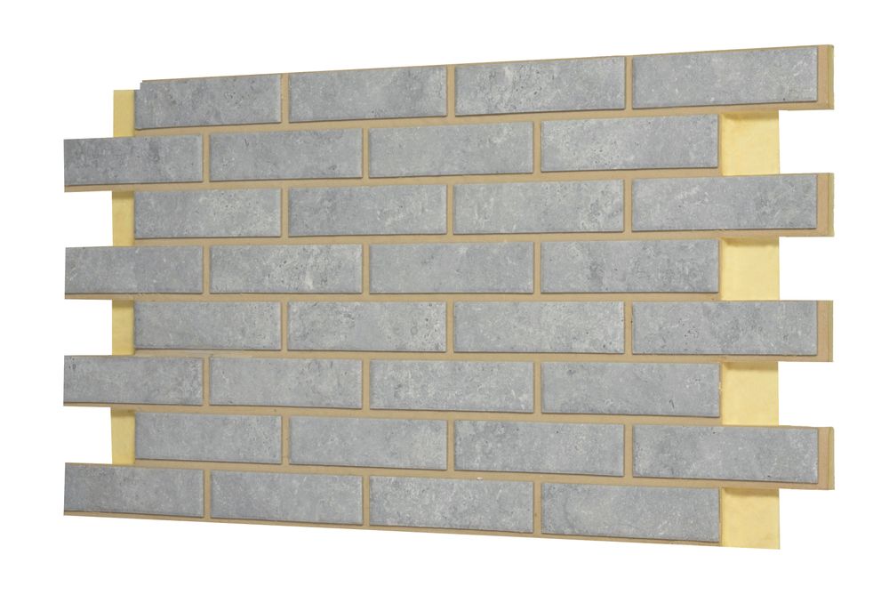 Клинкерная фасадная термопанель, плитка BestPoint Exclusive Cement gray, ППУ (пенополиуретан), 1028x616 толщина 65 мм