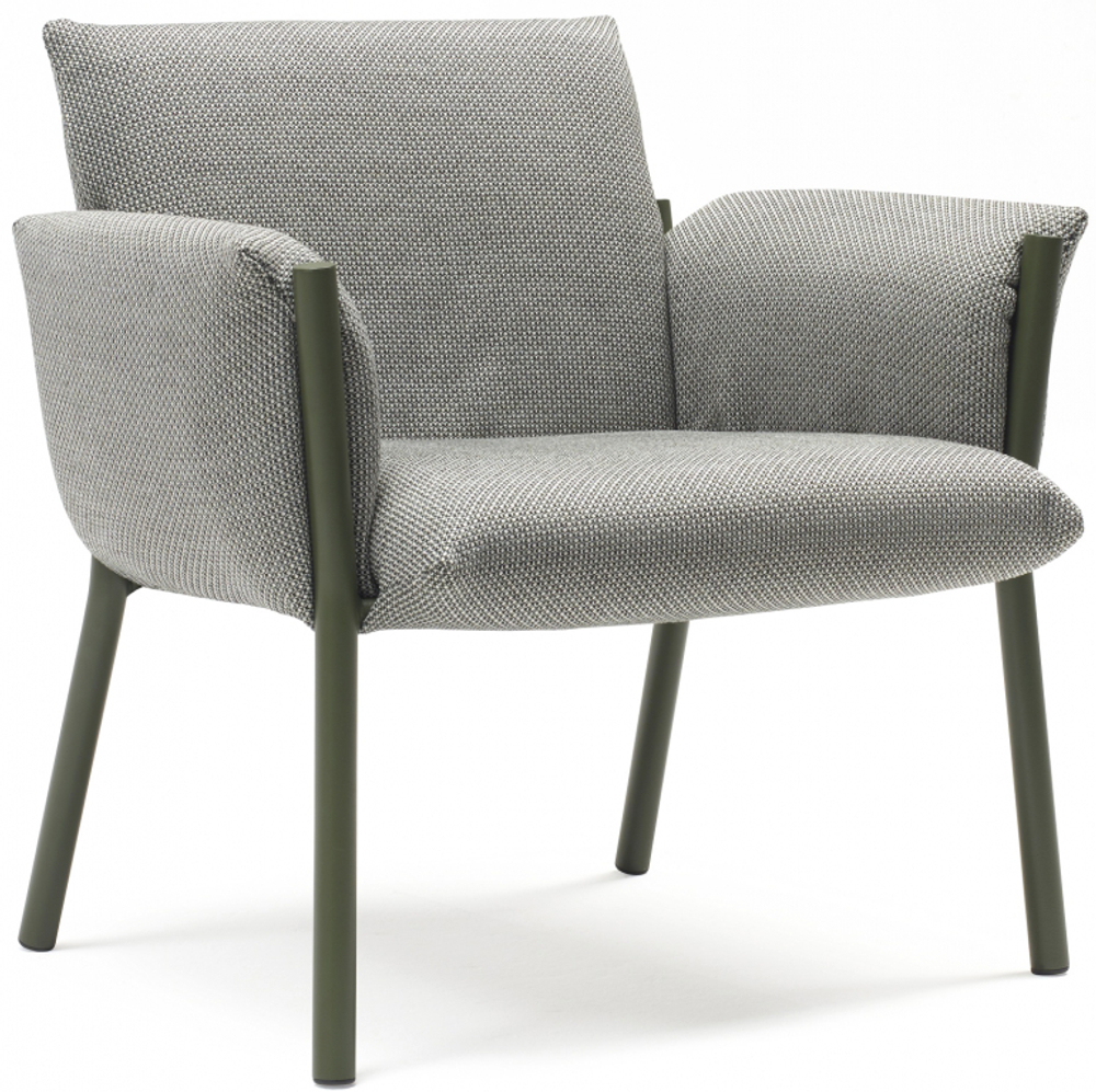 Кресло лаунж металлическое c подушками Scab Design Brezza Lounge, оливковый, серый