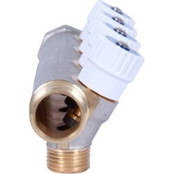 Коллектор распределительный  3/4", 4 отвода 1/2" плоское уплотнение