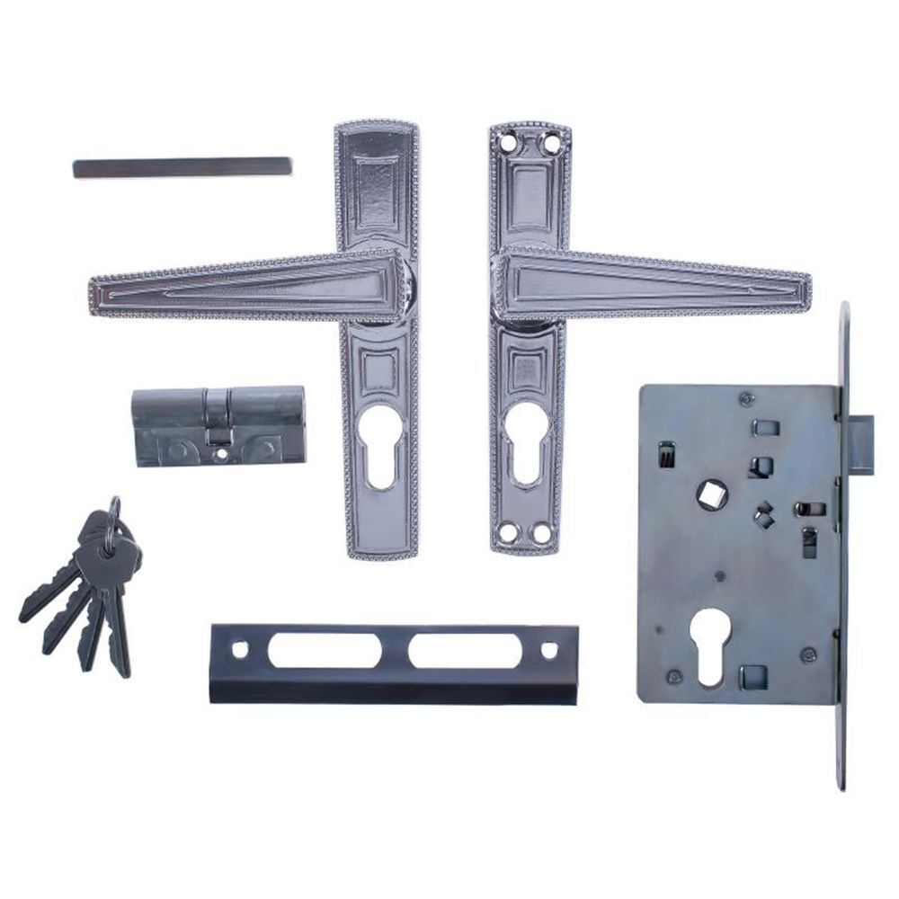 Замок врезной Зенит, ЗВ4-3.01, 00-00000456, ручка в комплект, цилиндровый, хром