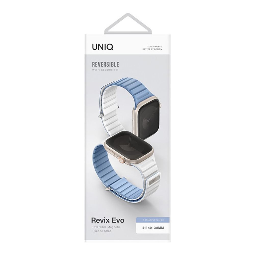 Uniq для Apple Watch 42-41-40 mm ремешок Revix EVO reversible Magnetic Powder Blue/White