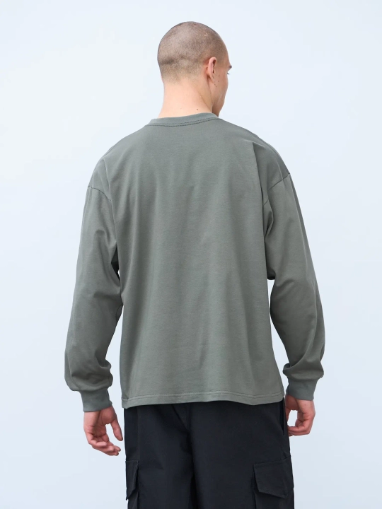 Лонгслив оверсайз (серо-зеленый) 230 г