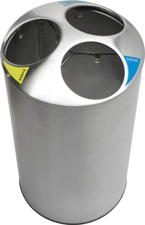 Контейнер для сортировки мусора на 3 сегмента 150 л. нерж. сталь NOFER 14073.S матовый