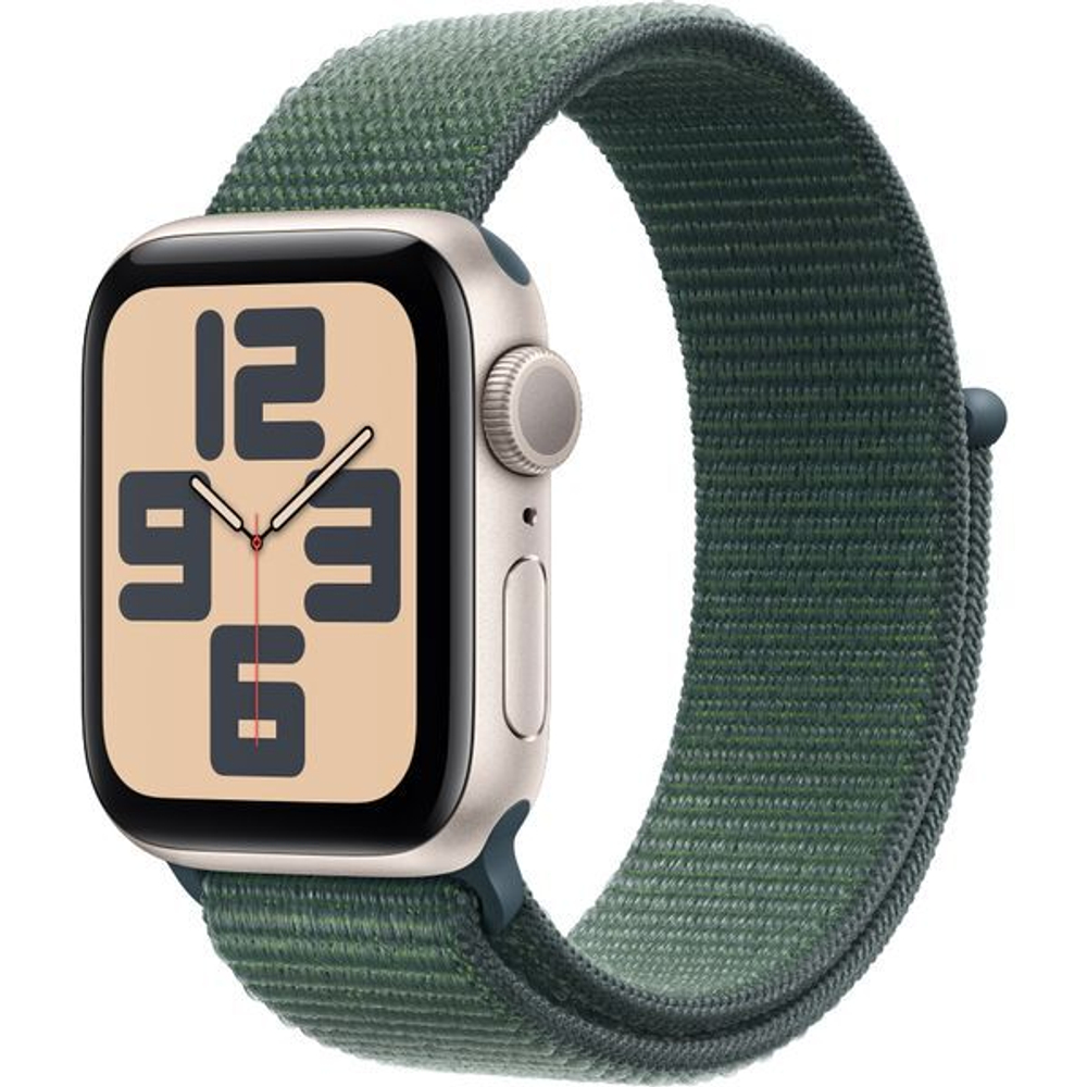 Часы Apple Watch SE, 40 мм, алюминий цвета «сияющая звезда», браслет Sport Loop цвета «горное озеро» (2024)