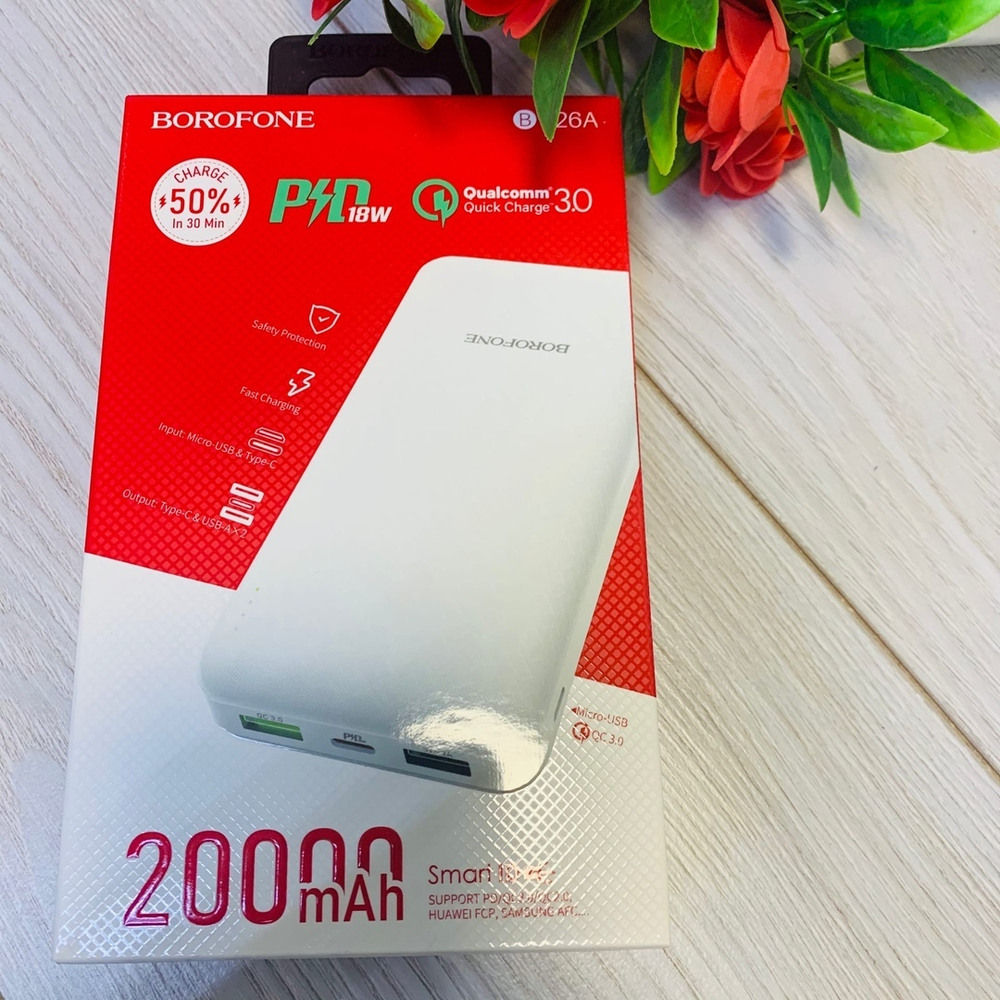 Power Bank 20000mAh, Borofone BT26A, белый