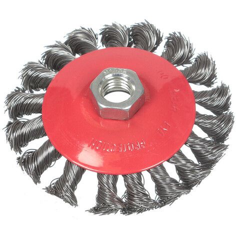 Щетка для УШМ Bartex, 100 мм, тарелка, крученая проволока, гайка М14, 882100, шт