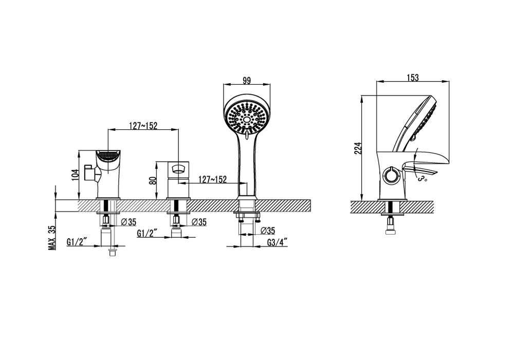 Смеситель для ванны Lemark Atlantiss (LM3245C)