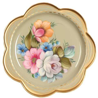 Жостовский поднос декоративный, размер 18 см (A1), металлический