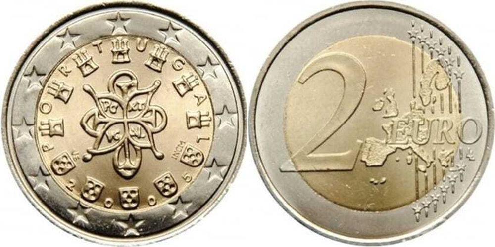 Португалия 2 евро, 2002 - 2007 Третья королевская печать 1144 года XF