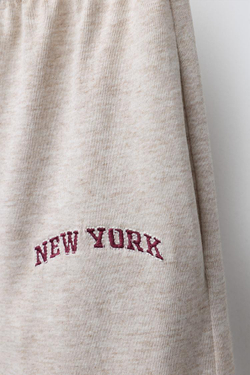 ZARA БРЮКИ WIDE LEG ИЗ ПЛОТНОЙ МЯГКОЙ ТКАНИ С ВЫШИВКОЙ, ПЕСОЧНЫЙ МЕЛАНЖ