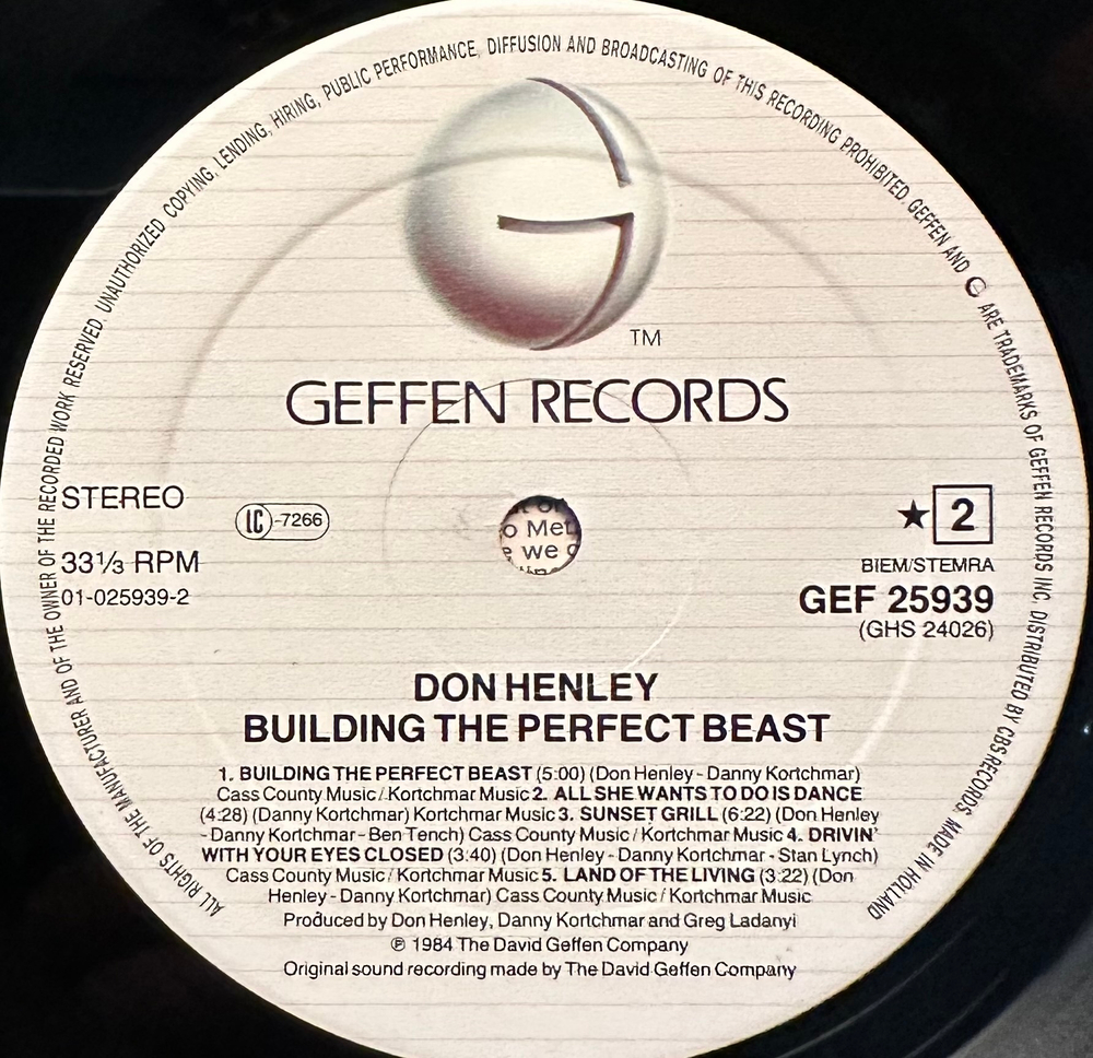 Don Henley - Building The Perfect Beast (Голландия 1984г.)