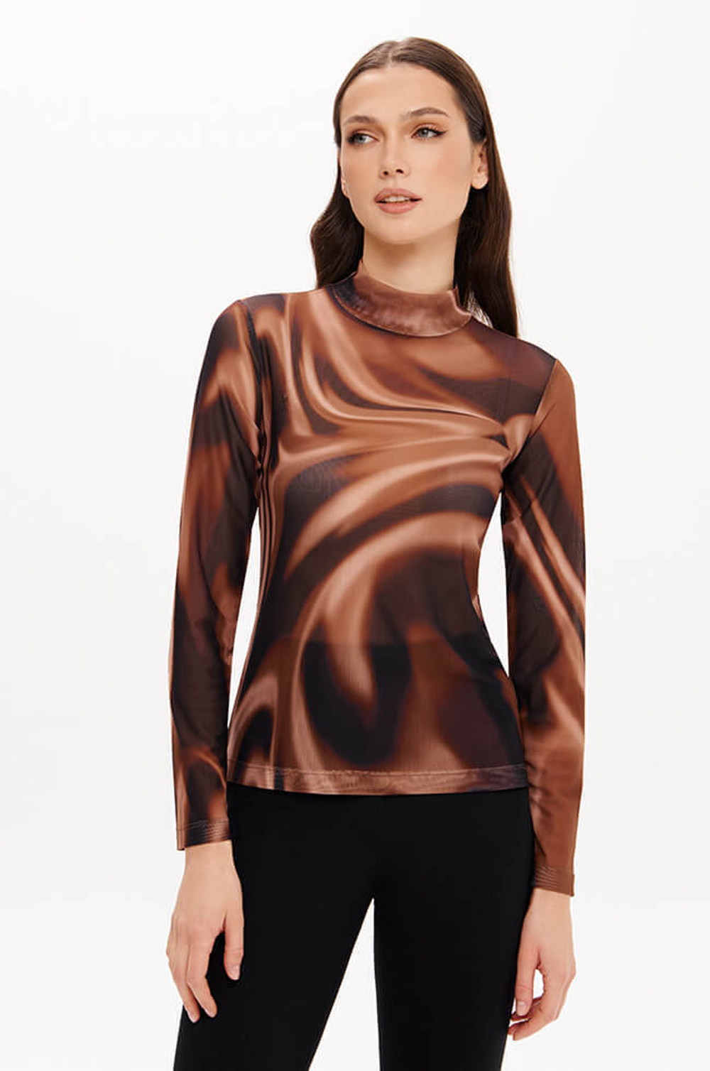 23399 Водолазка женская (бежево-коричневый принт)