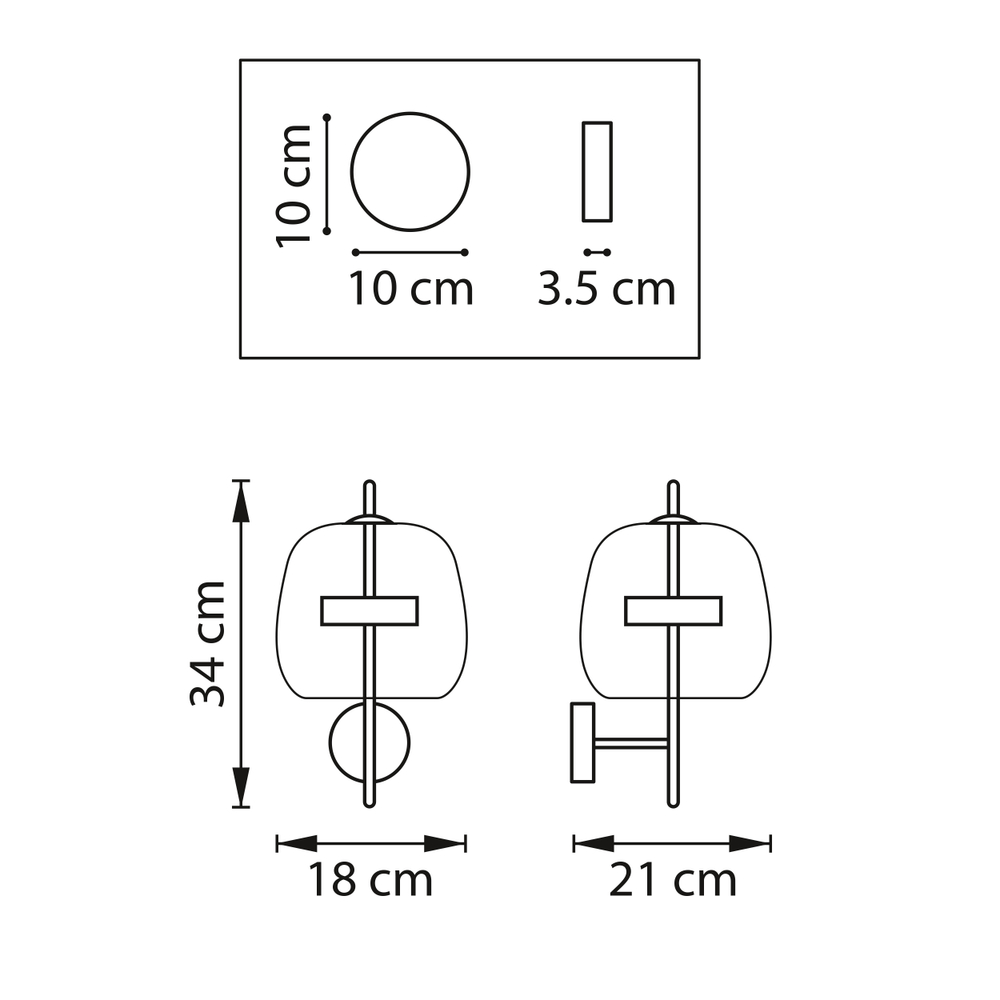 804618 Бра CUPOLA LED 9W 450LM ЗОЛОТО/ДЫМЧАТЫЙ 3000K