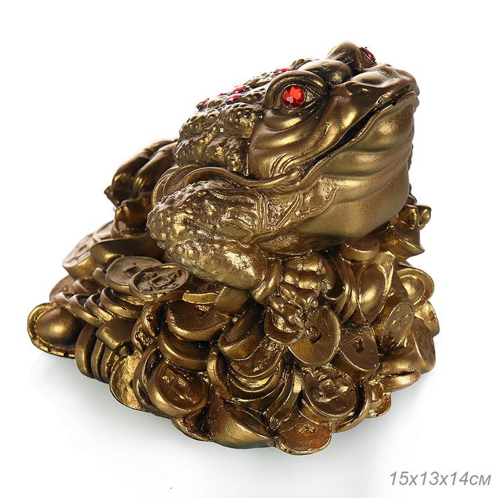 Копилка Жаба маленькая денежная стразы красные 15 х 13 х 14 см