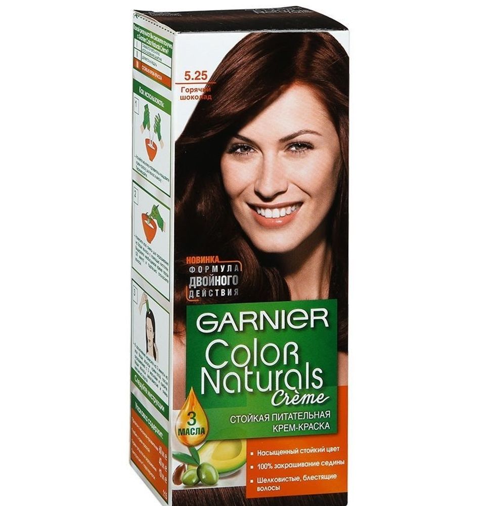 Garnier Краска для волос Color Naturals, тон №5.25, Горячий шоколад, 60/60 мл